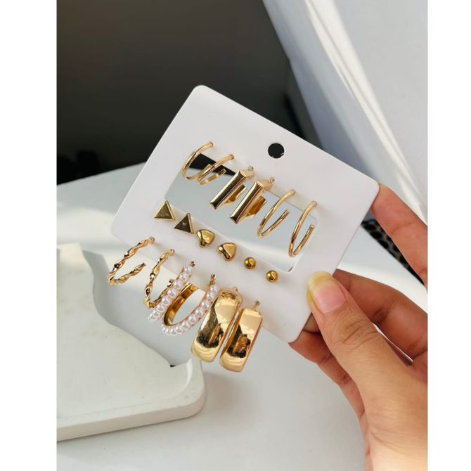 Georgia Golden Earrings Combo (₹20 Per Pair) - Image 2
