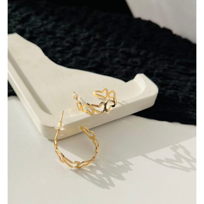 Golden Heart Earrings - Image 2
