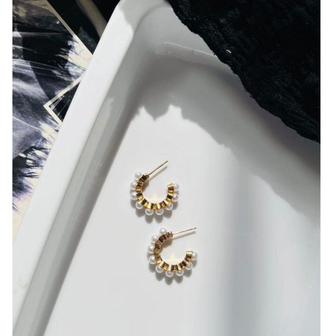 Pearl Border Hoops - Image 2
