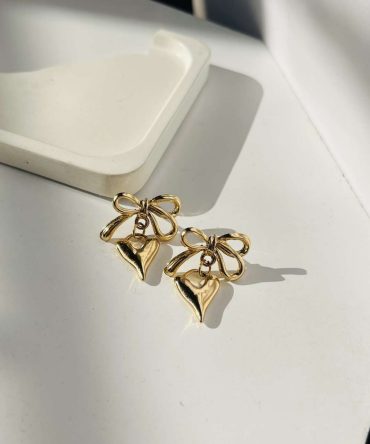 Cute Bow Heart Earrings