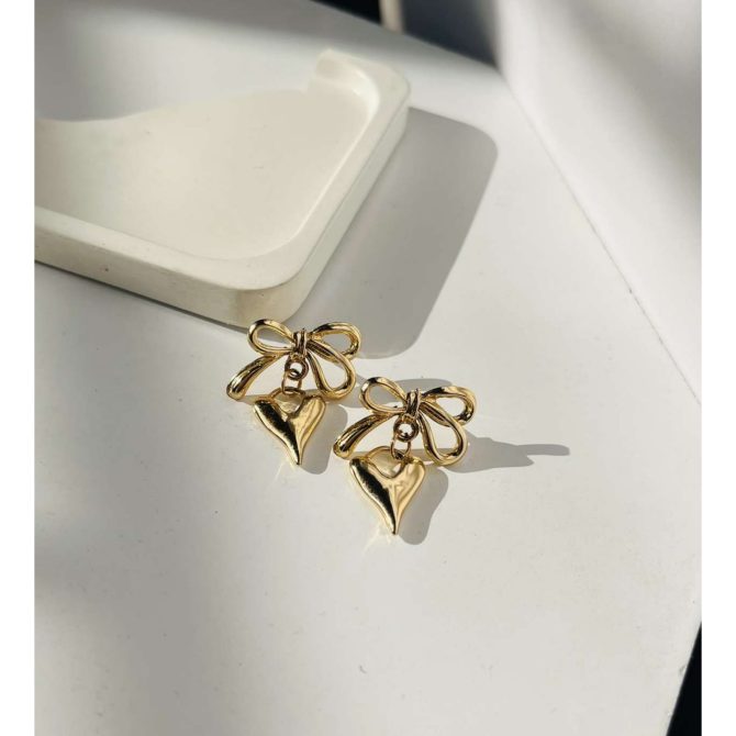 Cute Bow Heart Earrings
