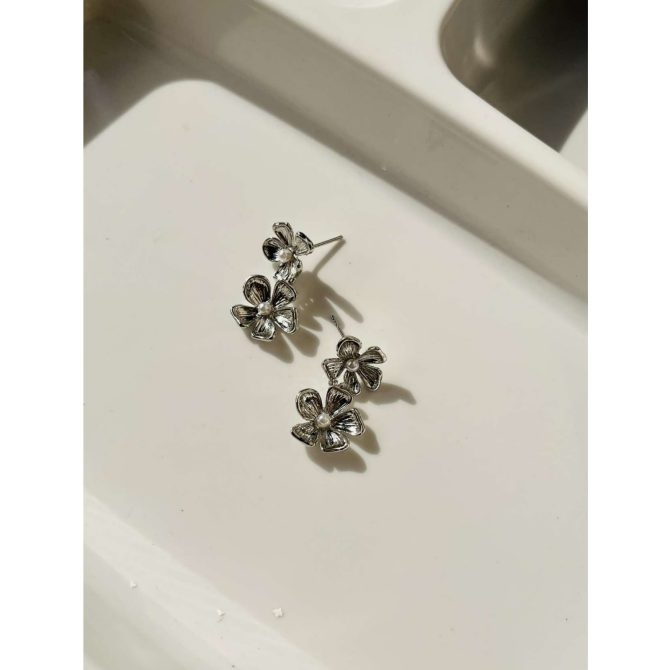 Silver Floral Earrings