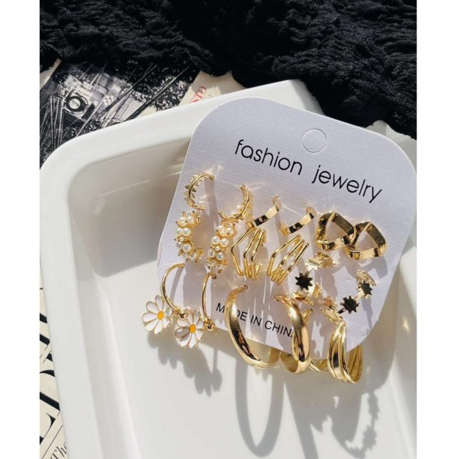 Floral Pearl Earrings Combo (₹20 Per Pair) - Image 2