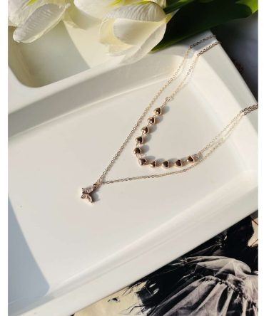 Two Layer Butterfly Heart Necklace