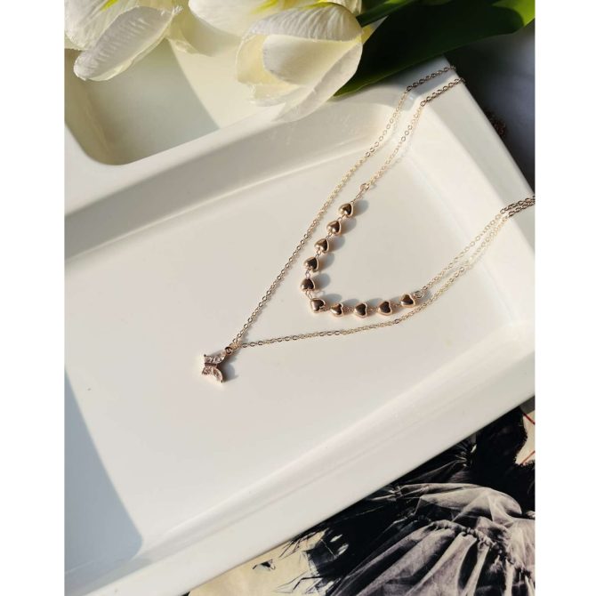 Two Layer Butterfly Heart Necklace