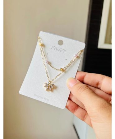 Two Layer Bow Diamonds Necklace
