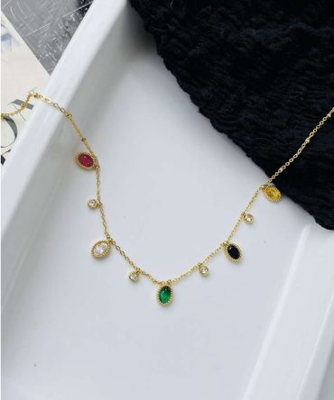 Multicolor Drop Diamonds Necklace~ Anti Tarnish