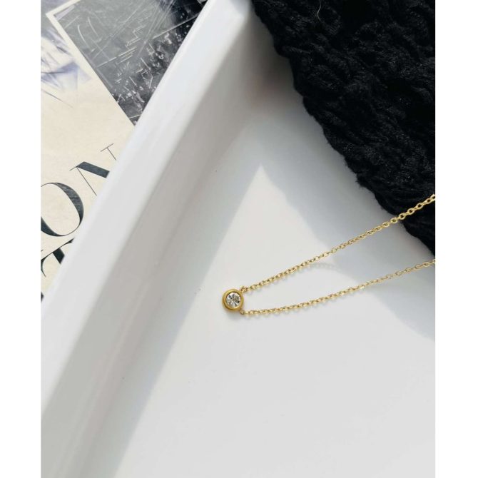 Minimalist Circle Diamond Necklace~ Anti Tarnish