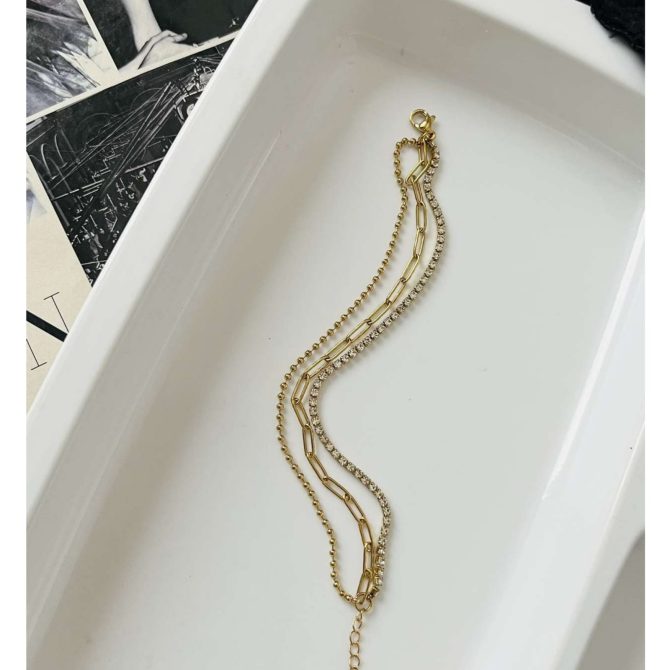 Three Layer Diamond Bracelet~ Anti Tarnish