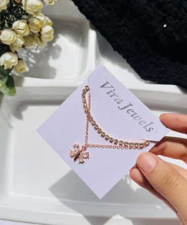 Two Layer Diamond Butterfly Bracelet