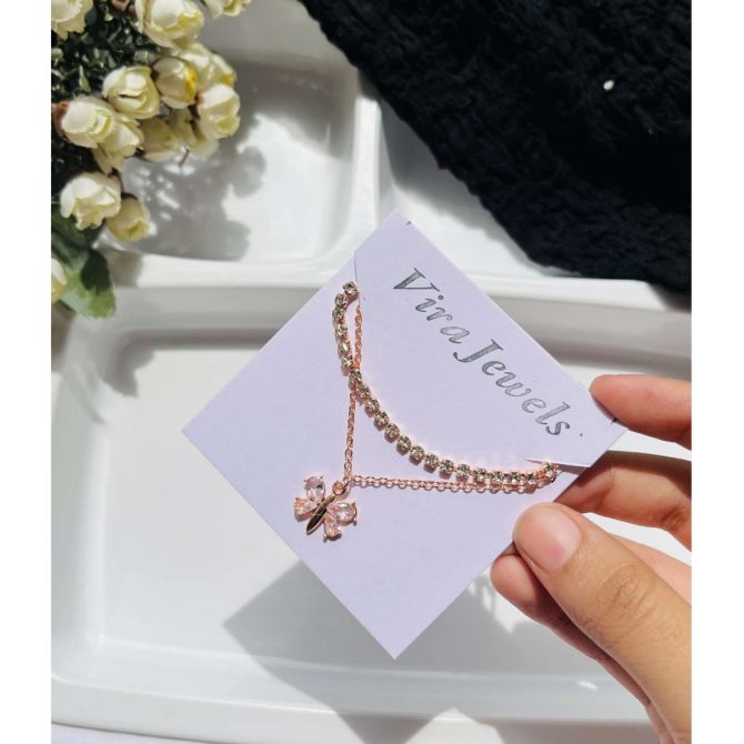 Two Layer Diamond Butterfly Bracelet