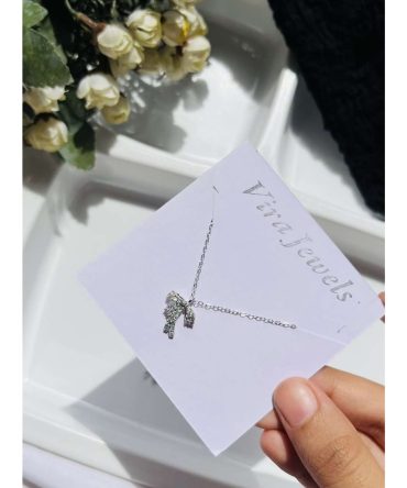 Silver Bow Diamond Necklace