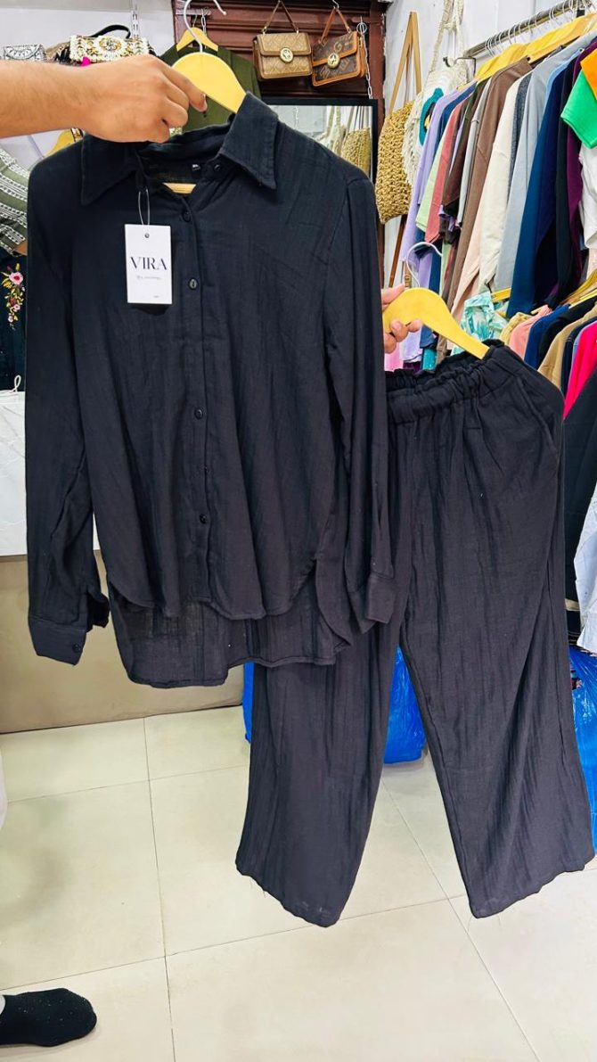 Black linen Cotton Co-ord Set - Image 5