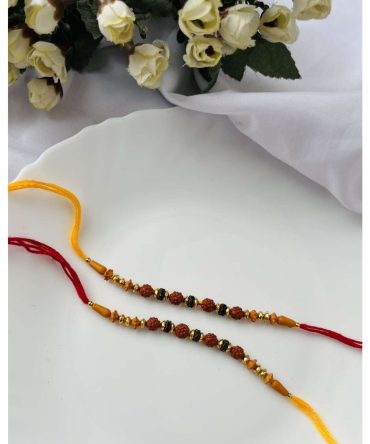 Red Yellow Rudraksh Rakhi