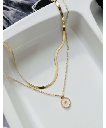 Two Layer Circle Heart Necklace
