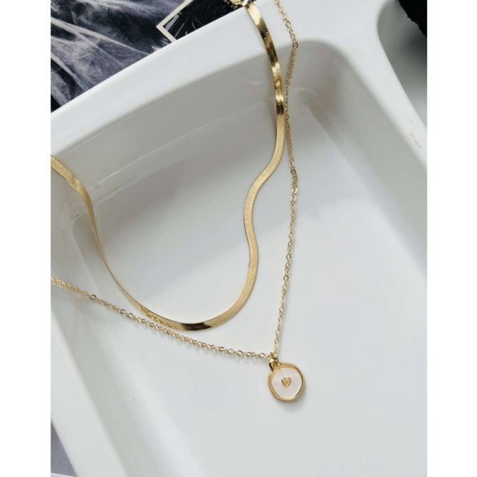 Two Layer Circle Heart Necklace