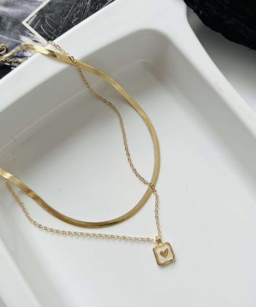 Two Layer Golden Heart Necklace