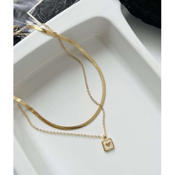 Two Layer Golden Heart Necklace