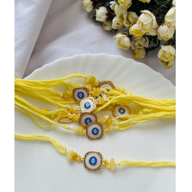 Yellow Evil Eye Rakhi