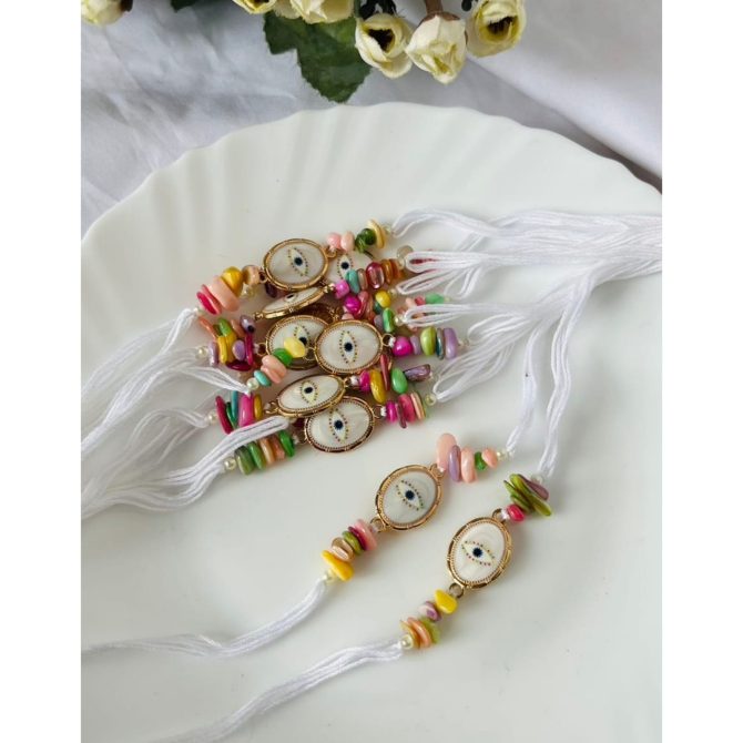 White Evil Eye Rakhi
