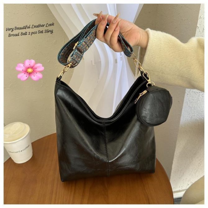 Broad Belt Tote with Coin Pouch