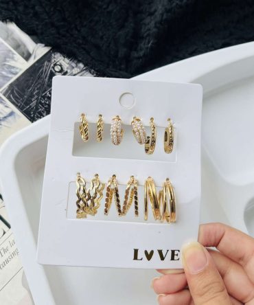 Golden Glossy Earrings Combo (₹22 Per Pair)