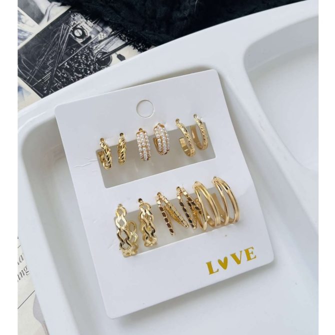 Golden Glossy Earrings Combo (₹22 Per Pair) - Image 2