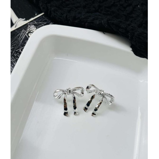 Silver Bow Earrings