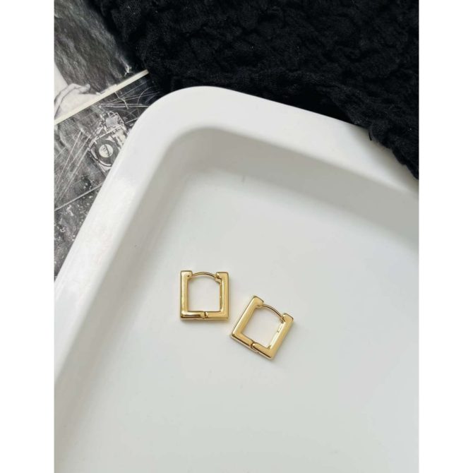 Minimal Square Hoops~ Anti Tarnish