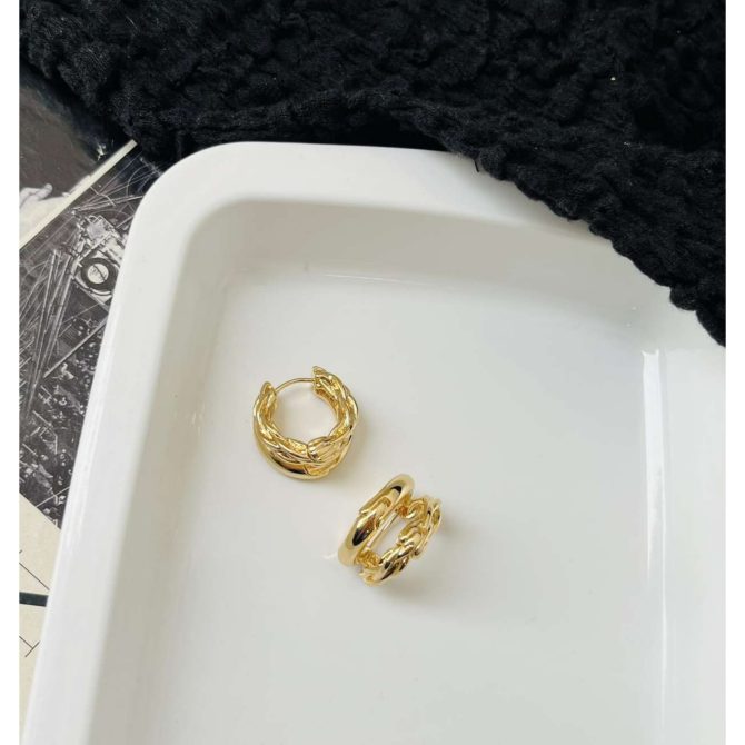 Dual Textured Hoops~ Anti Tarnish