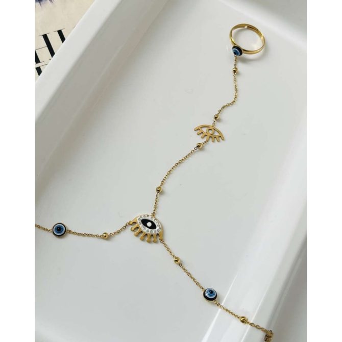 Evil Eye Ring Bracelet~ Anti Tarnish