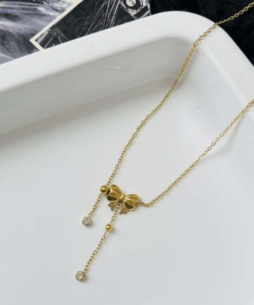 Bow Diamond Necklace~ Anti Tarnish