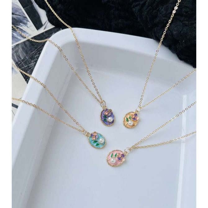 Pastel Pearl Rose Necklace