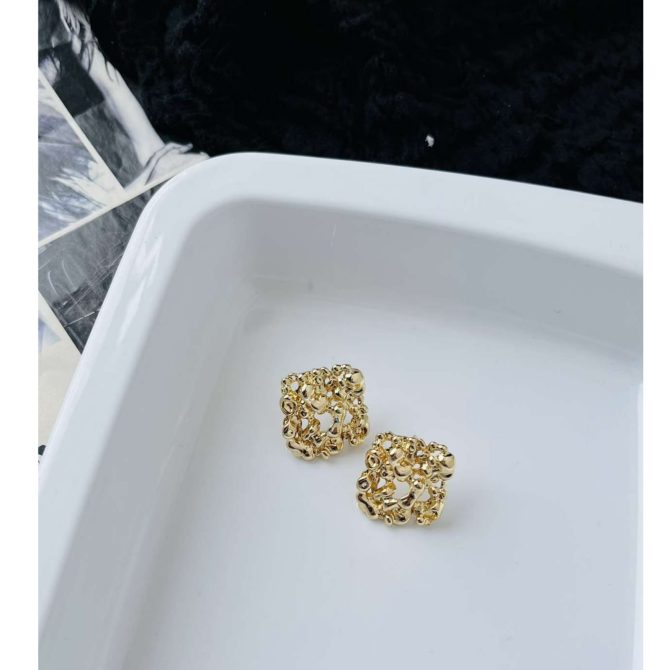 Golden Textured Earrings - Image 2