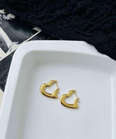 Hazel Heart Hoops~ Anti Tarnish