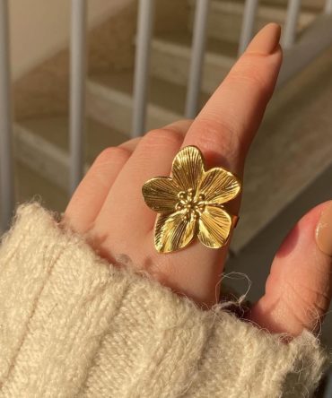 Floral Adjustable Ring~ Anti Tarnish