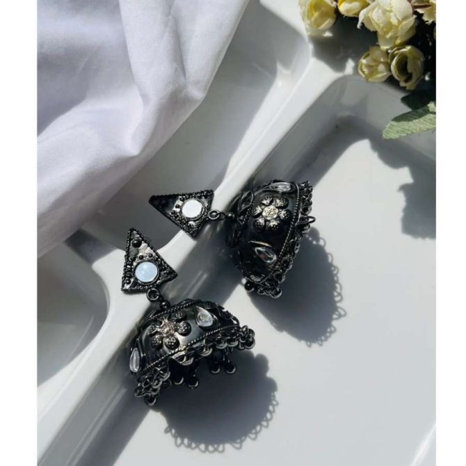 Vedika Black Jhumkas - Image 2