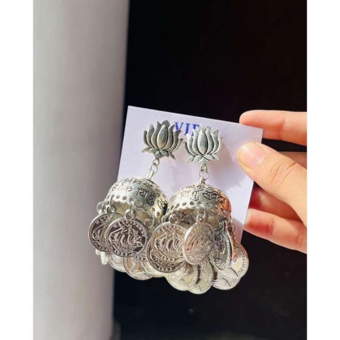 Lotus Coins Jhumkas