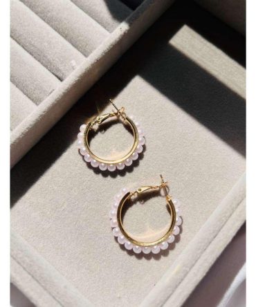 Golden Pearl Hoops