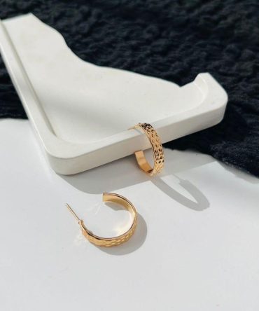 Golden Texture Hoops