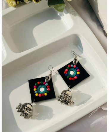 Multicolor Black Jhumkas