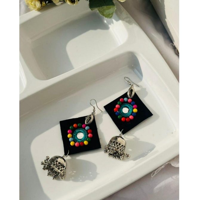 Multicolor Black Jhumkas