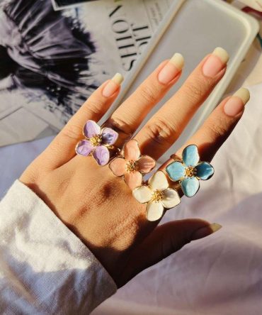 Pastel Floral Adjustable Rings
