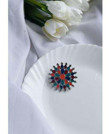 Multicolor Floral Adjustable Ring