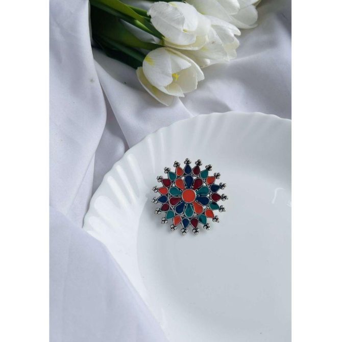 Multicolor Floral Adjustable Ring
