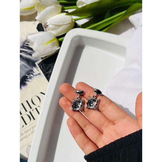 Silver Square Earrings