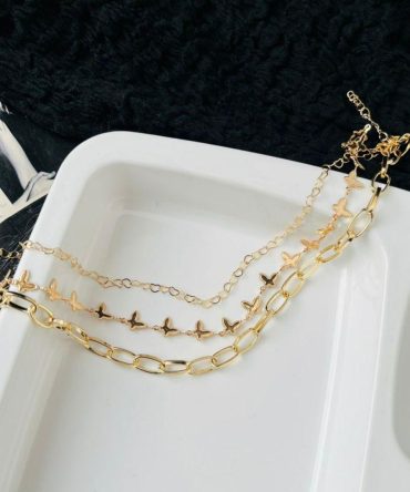 Three Layer Butterfly Chain Necklace