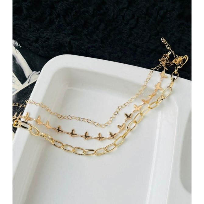 Three Layer Butterfly Chain Necklace