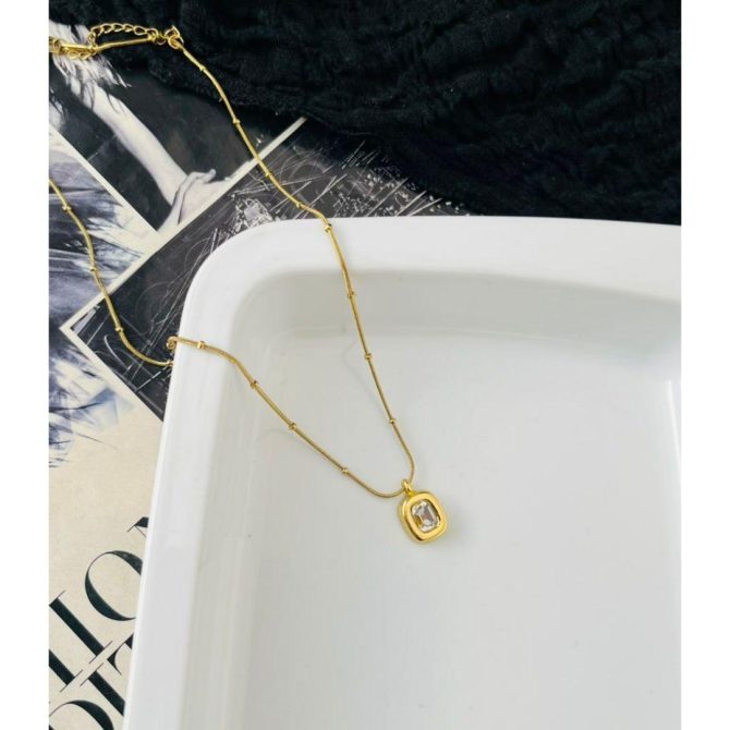 Square Diamond Necklace~ Anti Tarnish