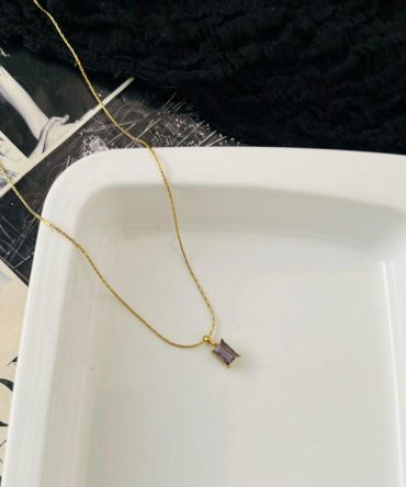 Mauve Diamond Necklace~ Anti Tarnish